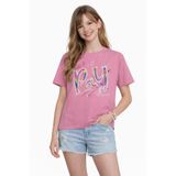 İrem Çocuk Giyim Kız Çocuk Pay Price Yazı Desenli Crop Model Oversize Kalıp Pembe Renk Kısa Kollu Tişört - 14 Yaş