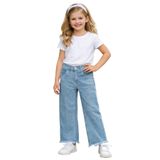 İREM ÇOCUK GİYİM Kız Çocuk Taş Detaylı Püsküllü Model Geniş Paçalı Renk Kot Pantolon,Mavi 8-9 Yaş