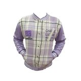 İREM ÇOCUK GİYİM Kız Çocuk Yazı Desenli Cepli Oversize Kolej Hırka,Lila 9-10 Yaş