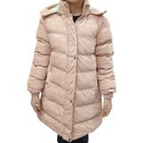İrem Çocuk Giyim Kız Çocuk Yazı Desenli Kapüşonu Çıkabilen İçi Peluş Astarlı Pudra Renk Midi Boy Mont,Pudra 10-11 Yaş