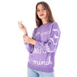 İREM ÇOCUK GİYİM Kız Çocuk Yazı Ve Kalp Desenli Renk Triko Kazak,Mor 11-12 Yaş