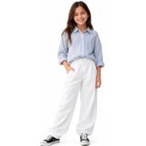 İREM ÇOCUK GİYİM Kız Çocuk/Erkek Çocuk Beli Lastikli Çift Kargo Cepli Beli İp Bağlamalı Geniş Paça Modelli Renk Pantolon,Beyaz 12-13 Yaş