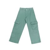 İrem Çocuk Giyim Kız Çocuk/Erkek Çocuk Çift Kargo Cepli Bol Paça Model Yeşil Renk Pantolon, 8-9 Yaş