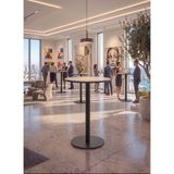 İrem Matte Prime Beyaz Yuvarlak Kompakt Laminant 102CM Bistro Metal Masa - Cafe, Otel, Restoran Masası