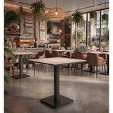 İrem Premium Kompakt Laminat Kare - Cafe Restoran Ev Yemek Masası 60X60 cm Beyaz Tablalı - siyah