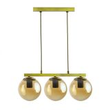 İrem Sıralı Üçlü Bal Camlı Eskitme Gold Kasalı Avize