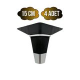 İrem Siyah Krom 15Cm Plastik Ayak Mobilya Masa Ve Dolap Ayağı(Siyah Krom)(15Cm) Siyah 15Cm 15Cm - 4 Adet