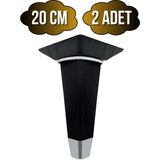 Irem Siyah Krom 20CM Plastik Ayak Mobilya Masa ve Dolap AYAĞI(20CM)(SİYAH - Krom) - 20cm - 2 ADET