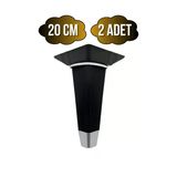 İrem Siyah Krom 20Cm Plastik Ayak Mobilya Masa Ve Dolap Ayağı(20Cm)(Siyah - Krom) Siyah 20Cm 20Cm - 2 Adet