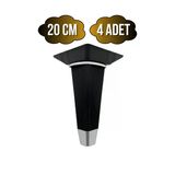İrem Siyah Krom 20Cm Plastik Ayak Mobilya Masa Ve Dolap Ayağı(20Cm)(Siyah - Krom) Siyah 20Cm 20Cm - 4 Adet