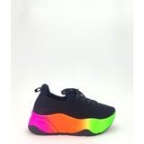 Irene Siyah-Renkli Streç File Kadın Spor Ayakkabı