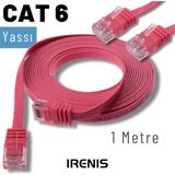 IRENIS 1 Metre CAT6 Kablo Yassı Ethernet Network Lan Ağ İnternet Kablosu Fuşya
