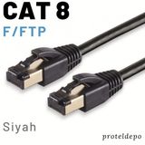 Irenis 1 Metre Cat8 Kablo F/Ftp Lszh Ethernet Network Lan Ağ Kablosu Siyah