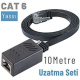 IRENIS 10 Metre Cat6 Kablo Uzatma Seti, Yassı Ethernet Kablo Ve Ekleyici Gri