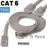 IRENIS 15 Metre CAT6 Kablo Yassı Ethernet Network Lan Ağ İnternet Kablosu