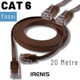 IRENIS 20 Metre CAT6 Kablo Yassı Ethernet Network Lan Ağ İnternet Kablosu HBCAT6-2200