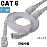 IRENIS 20 Metre CAT6 Kablo Yassı Ethernet Network Lan Ağ İnternet Kablosu