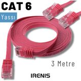 IRENIS 3 Metre CAT6 Kablo Yassı Ethernet Network Lan Ağ İnternet Kablosu Fuşya