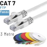 IRENIS 3 Metre CAT7 Kablo Yassı FTP Ethernet Network LAN Ağ Kablosu Beyaz