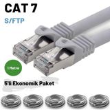 IRENIS 5 adet 1 Metre IRENIS CAT7 Kablo S/FTP Ethernet Network LAN Ağ Kablosu (gri)