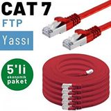 IRENIS 5 adet 1 metre IRENIS CAT7 Kablo Yassı FTP Ethernet Network LAN Kablosu (kırmızı)