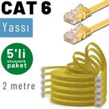 IRENIS 5 adet 2 metre CAT6 Kablo Yassı Ethernet Network Lan Ağ İnternet Kablosu