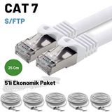 IRENIS 5 Adet 25 cm IRENIS CAT7 Kablo S/FTP Ethernet Network Lan Ağ Kablosu - Beyaz