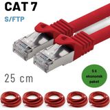 IRENIS 5 Adet 25 cm IRENIS CAT7 Kablo S/FTP Ethernet Network Lan Ağ Kablosu - Kırmızı
