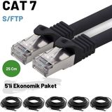 IRENIS 5 Adet 25 cm IRENIS Cat7 Kablo S/FTP Ethernet Network Lan Ağ Kablosu - Siyah