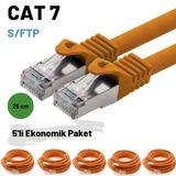 IRENIS 5 Adet 25 cm IRENIS CAT7 Kablo S/FTP Ethernet Network Lan Ağ Kablosu - Turuncu