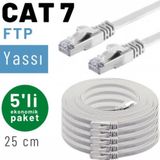 IRENIS 5 adet 25 cm IRENIS CAT7 Kablo Yassı FTP Ethernet Network LAN Kablosu (beyaz)