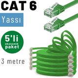 IRENIS 5 adet 3 metre CAT6 Kablo Yassı Ethernet Network Lan Ağ İnternet Kablosu