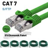 IRENIS 5 adet 3 Metre IRENIS CAT7 Kablo S/FTP Ethernet Network LAN Ağ Kablosu (yeşil)
