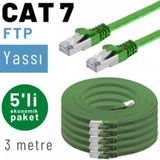 IRENIS 5 adet 3 metre IRENIS CAT7 Kablo Yassı FTP Ethernet Network LAN Kablosu (yeşil)