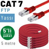 IRENIS 5 adet 5 metre IRENIS CAT7 Kablo Yassı FTP Ethernet Network LAN Kablosu (kırmızı)
