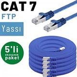IRENIS 5 adet 5 metre IRENIS CAT7 Kablo Yassı FTP Ethernet Network LAN Kablosu (mavi)