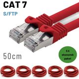 IRENIS 5 Adet 50 cm Irenıs Cat7 Kablo S/ftp Ethernet Network Lan Ağ Kablosu - Kırmızı