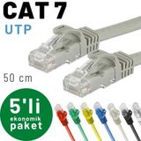 IRENIS 5 Adet Irenıs Cat7 Kablo Ethernet Network Internet Lan Kablosu - Gri - 50 cm