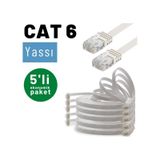 IRENIS CAT6 Beyaz 5 m Yassı Ethernet Network Lan İnternet Kablosu