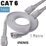 Irenıs Cat6 Kablo Yassi Ethernet Network Lan Ag Internet Kablosu 1 Metre Beyaz