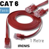 Irenıs Cat6 Kablo Yassi Ethernet Network Lan Ag Internet Kablosu 1 Metre Kirmizi