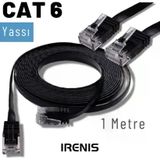 Irenıs Cat6 Kablo Yassi Ethernet Network Lan Ag Internet Kablosu 1 Metre Siyah