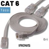 Irenis CAT6 Kablo Yassı Ethernet Network Lan Ağ İnternet Kablosu 50 CM Gri