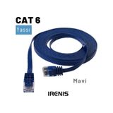 Irenis CAT6 Kablo Yassı Ethernet Network Lan Ağ İnternet Kablosu 50 CM Mavi