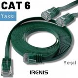 Irenis CAT6 Kablo Yassı Ethernet Network Lan Ağ İnternet Kablosu 50 CM Yeşil
