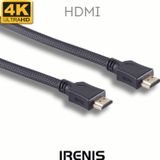 IRENIS HDMI Kablo, 4K Destekli, Altın Uçlu, Naylon Örgü, Siyah, 7,5 Metre