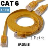 IRENIS Irenis 2 Metre Cat6 Kablo Yassı Ethernet Network Lan Ağ İnternet Kablosu Sarı