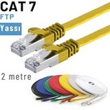 IRENIS IRENIS 2 Metre CAT7 Kablo Yassı FTP Ethernet Network LAN Ağ Kablosu (sarı)
