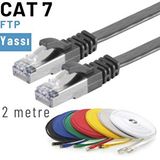 IRENIS IRENIS 2 Metre CAT7 Kablo Yassı FTP Ethernet Network LAN Ağ Kablosu (siyah)