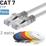 IRENIS IRENIS 3 Metre CAT7 Kablo Yassı FTP Ethernet Network LAN Ağ Kablosu (gri)